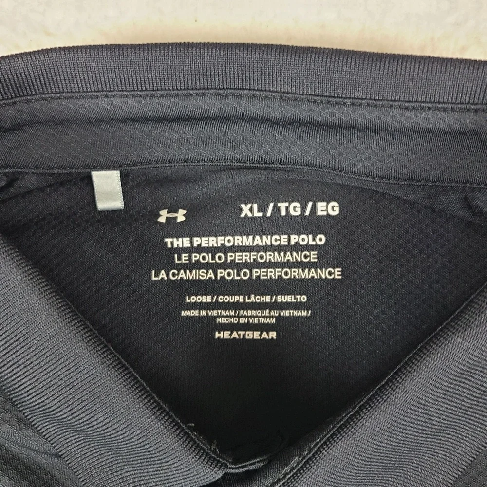Under Armour The Performance Polo Shirt Mens XL Black Mint Blue Loose Heatgear